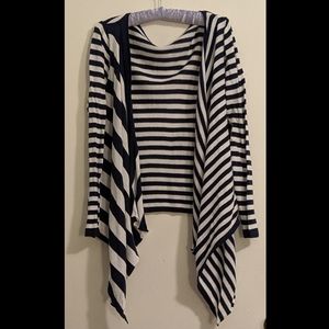 JW Style Striped Open Front Cardigan Size S